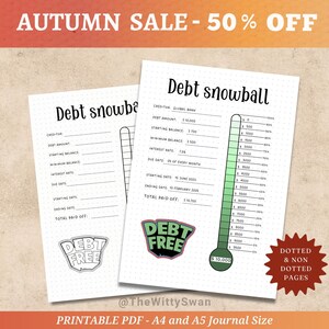Debt snowball payoff tracker Journal pages printable Loan payment tracker Bujo printable Budgeting tracker A5 printable insert