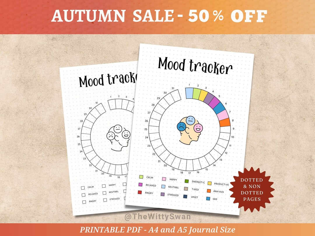 Monthly Mood Tracker Journal Pages Printable Emotion Tracker Bujo ...