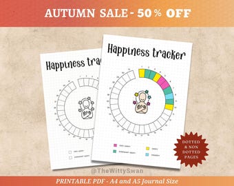 Geluktracker Afdrukbare dagboekpagina's Maandtracker Bujo afdrukbare Happy planner Stemmingstracker Wellnessdagboek Gelukplanner