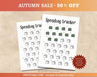 Druckbarer Ausgaben-Tracker Bujo Journal Seiten Bujo Printable Monatlicher Tracker Ausgabetagebuch Ausgaben-Tracker A5