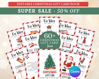Editable Christmas gift card book Christmas canva template Printable Christmas giftcard book Personalized gift cards Christmas gift for kids