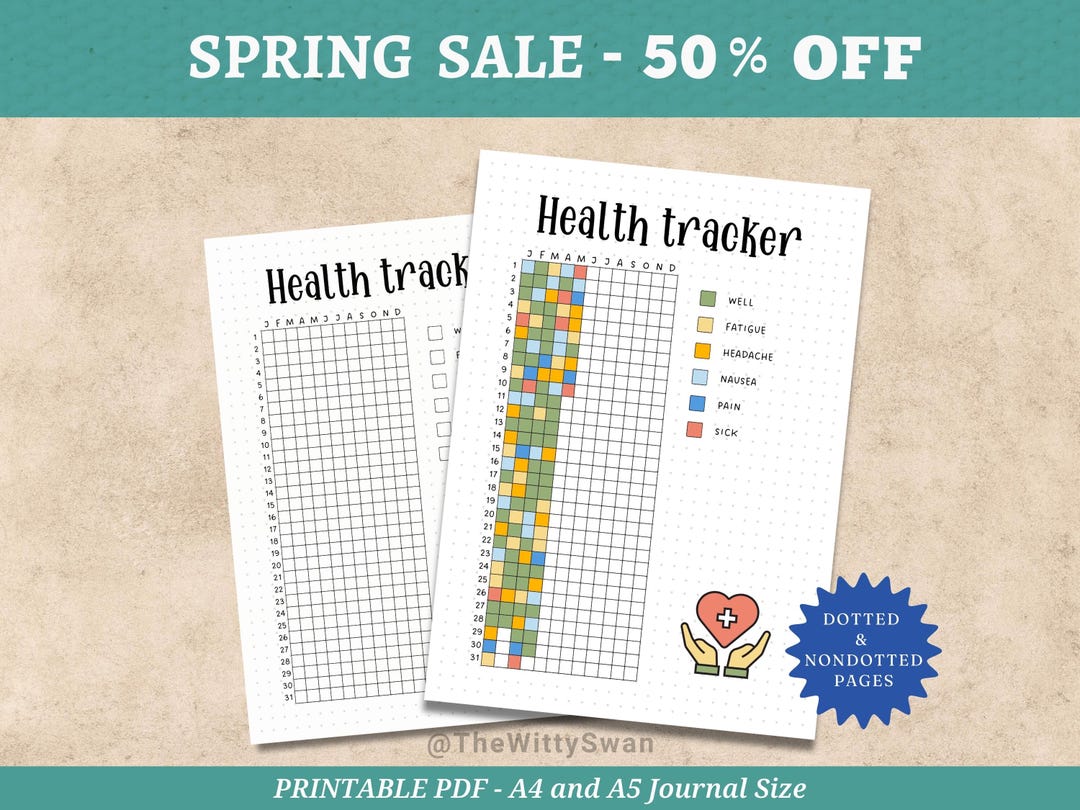 Health Tracker Journal Pages Printable Yearly Tracker Health Log Bujo ...