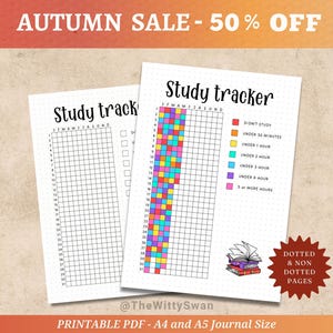 Study tracker Journal pages printable Student tracker Study journal Bujo printable Study planner A5 inserts Student planner printable