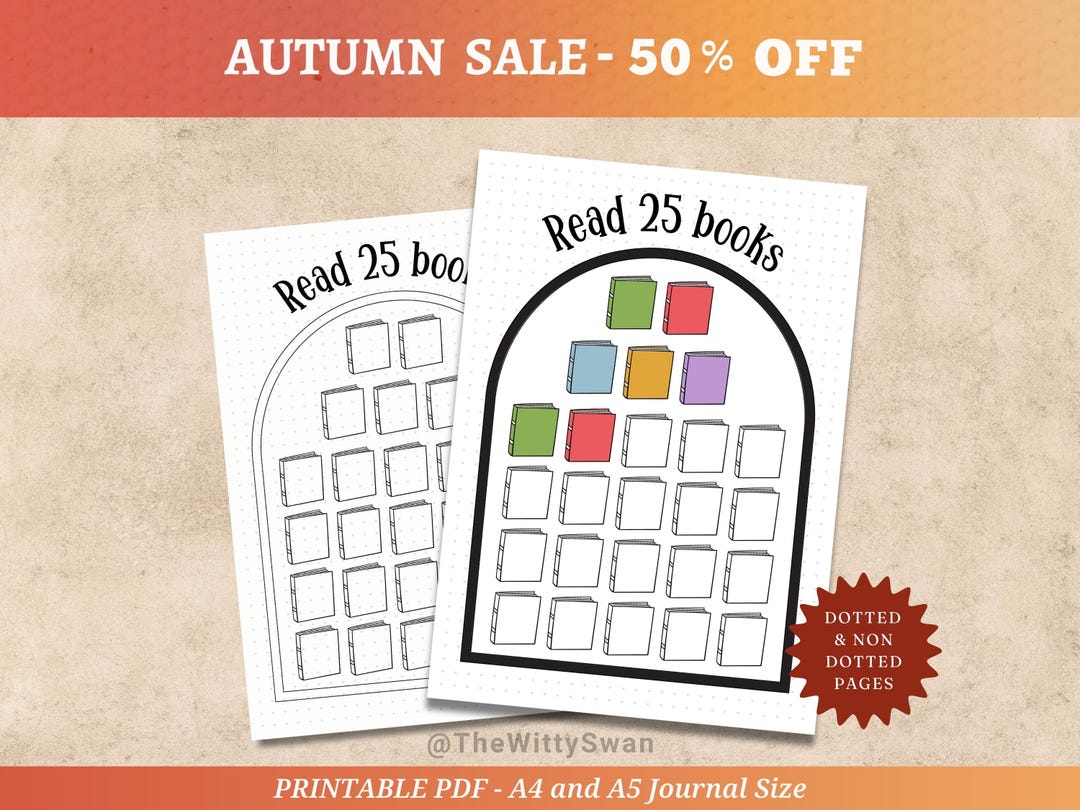 Reading Challenge Tracker Book Reading Journal Pages Printable Bujo ...