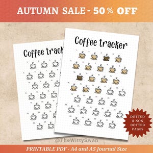 Kaffee Tracker Printable Journal Seiten Monatlicher Tracker Bujo Printable Koffein Tracker Gesundheitstracker Kaffeetagebuch A5 druckbare Einlage
