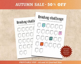 Reading challenge tracker Journal pages printable Book reading tracker Bujo printable Reading log Book challenge tracker Reading journal
