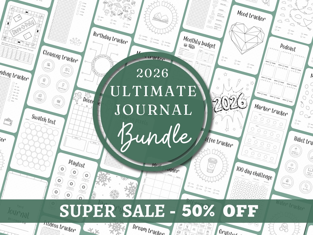究極のジャーナルバンドル 2026 印刷可能な既成ジャーナルページ 年間トラッカー Bujo 印刷可能 デジタルジャーナル 月間トラッカー  バレットジャーナル - Etsy 日本