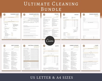 Cleaning Business Forms Bundle, Editable Cleaning Contract, Cleaning Checklist, Commercial Cleaning Proposal, Cleaning Service, Intake Form