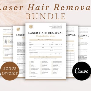 Formulaires de consentement à l’épilation au laser, modèle d’esthéticienne, formulaire de réduction de cheveux au laser, formulaire de consultation, cartes de suivi, formulaires d’esthéticienne