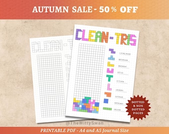 Clean Tris Cleaning tracker printable journal pages Chores tracker Bujo printable Cleaning planner A5 inserts Cleaning schedule templates
