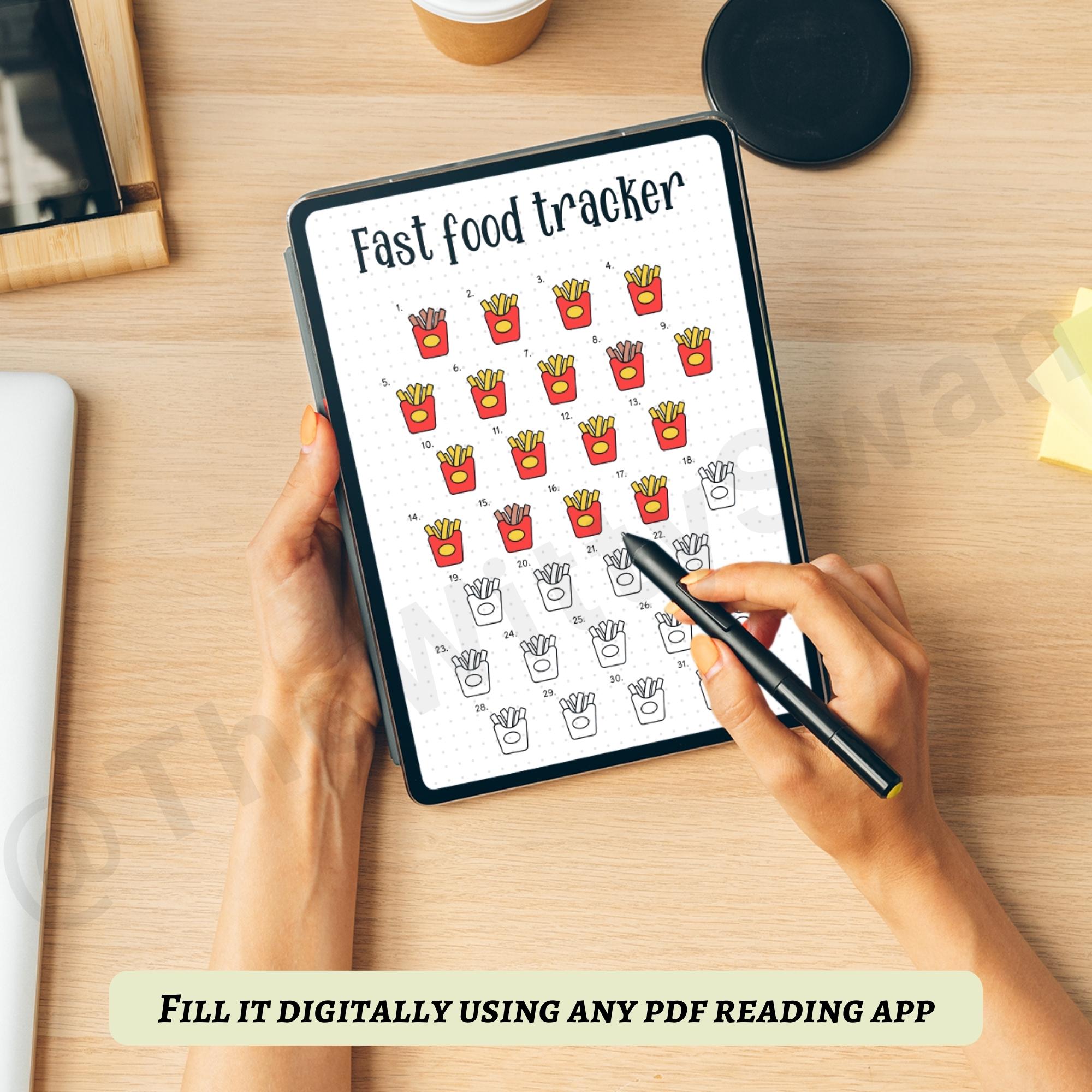 Fast Food Tracker Journal Page Printable Monthly Tracker Bujo Printable ...