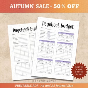 Rastreador de presupuesto de cheque de pago Páginas de diario imprimibles Rastreador de dinero mensual Bujo imprimible Rastreador de presupuesto Inserto imprimible A5 Hoja de trabajo de finanzas