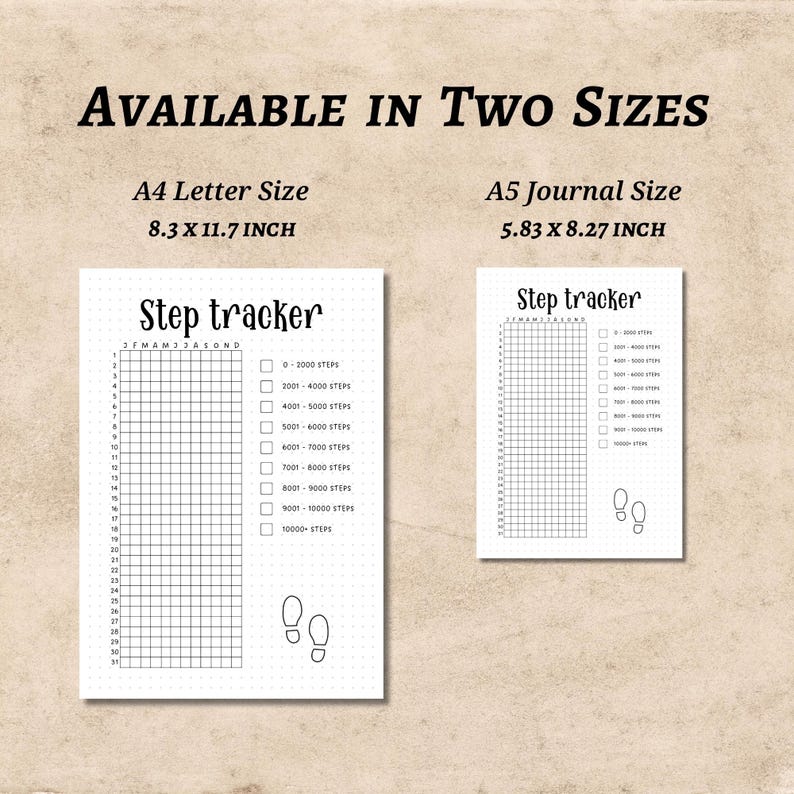 Step Rangs Daily Steps Planner Tracker Printable Journal Pages Yearly Health ...