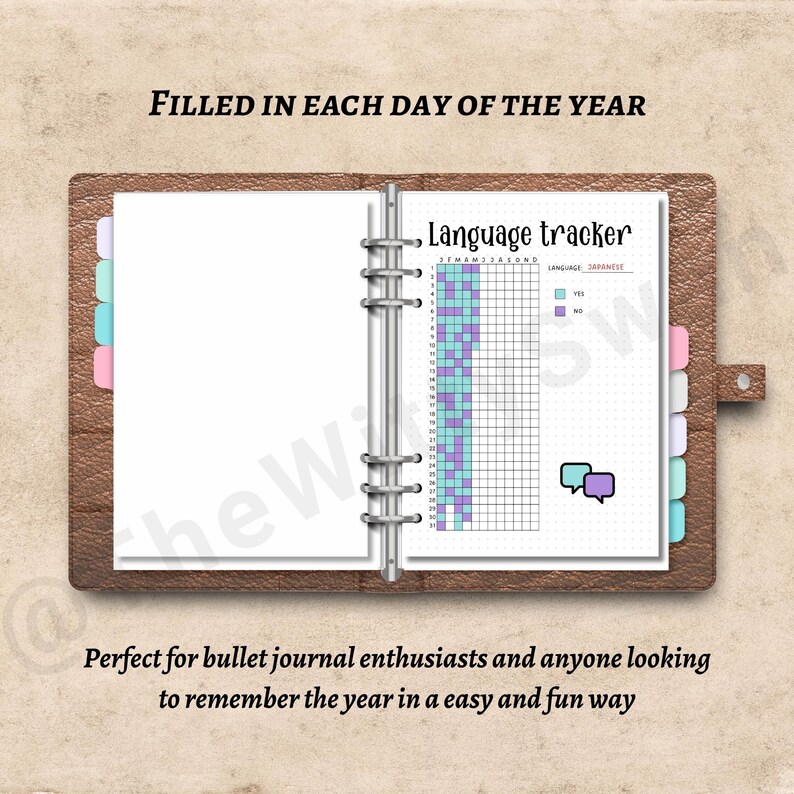 Language Tracker Printable Journal Pages Yearly Tracker Bujo Printable ...
