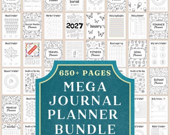 Planner journal digital download 2027 Mega bundle Bujo printable Premade pages Yearly Monthly trackers