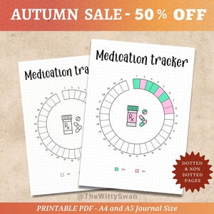 Medicatietracker Afdrukbare dagboekpagina's Maandtracker Afdrukbare Bujo Med-tracker Gezondheidstracker Medicijntracker Pillentracker