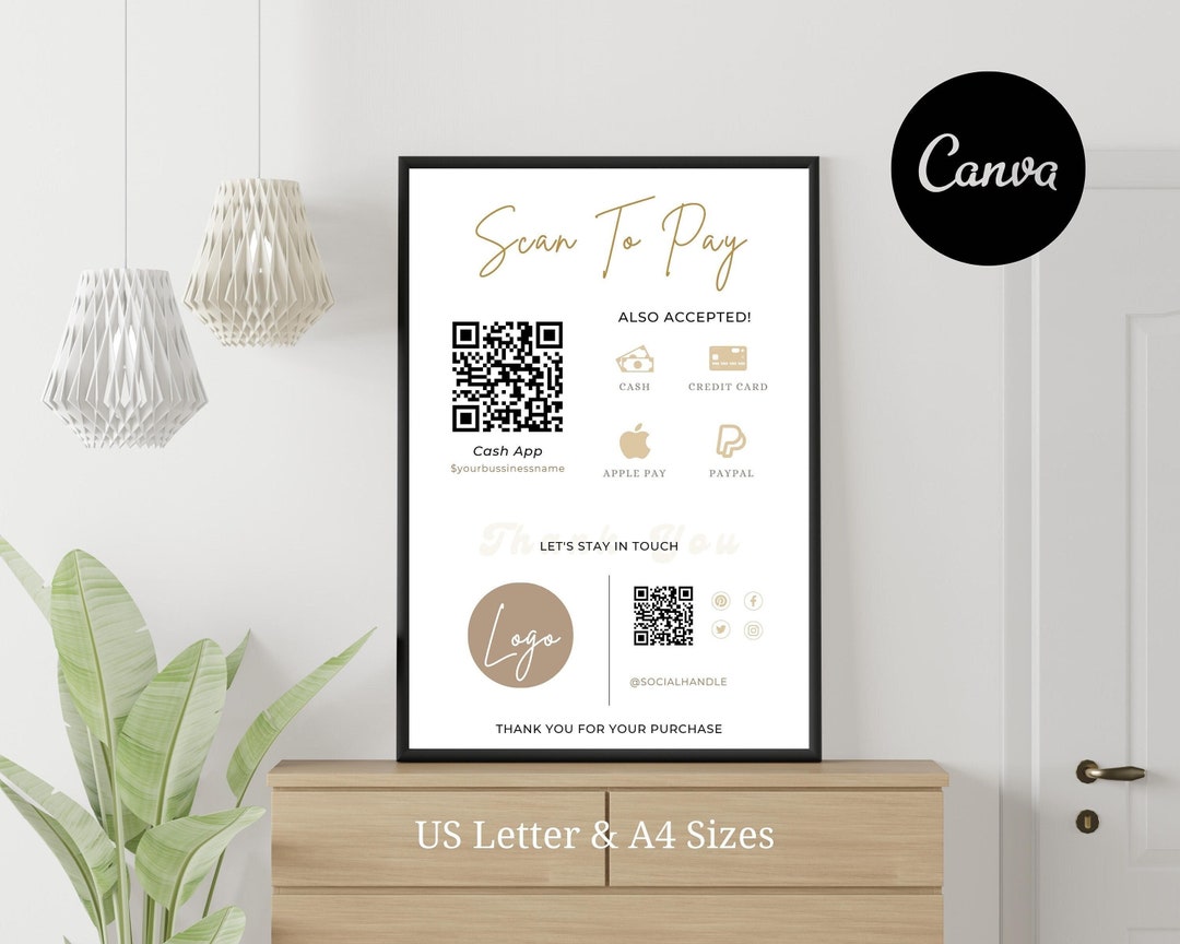 Editable QR Code Sign Printable Payment Sign Scan to Pay - Etsy UK