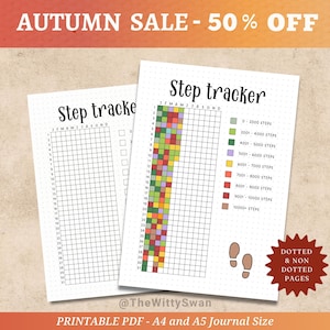 Daily steps planner tracker printable Journal pages Yearly health tracker Bujo printable Fitness tracker Health log Step tracker A5 insert