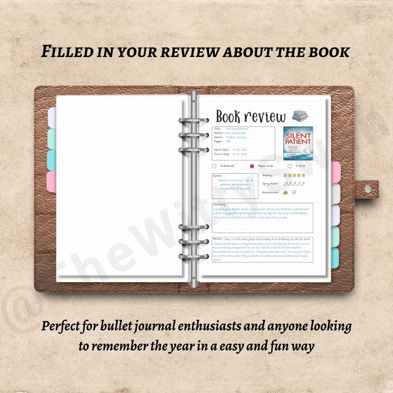 Book Review Journal Pages Printable Book Reading Tracker Bujo Printable ...