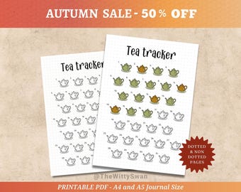 Tea trackers printable Journal page Caffeine tracker Monthly tracker Bujo printable Wheel tracker Health log Habit tracker A5 inserts