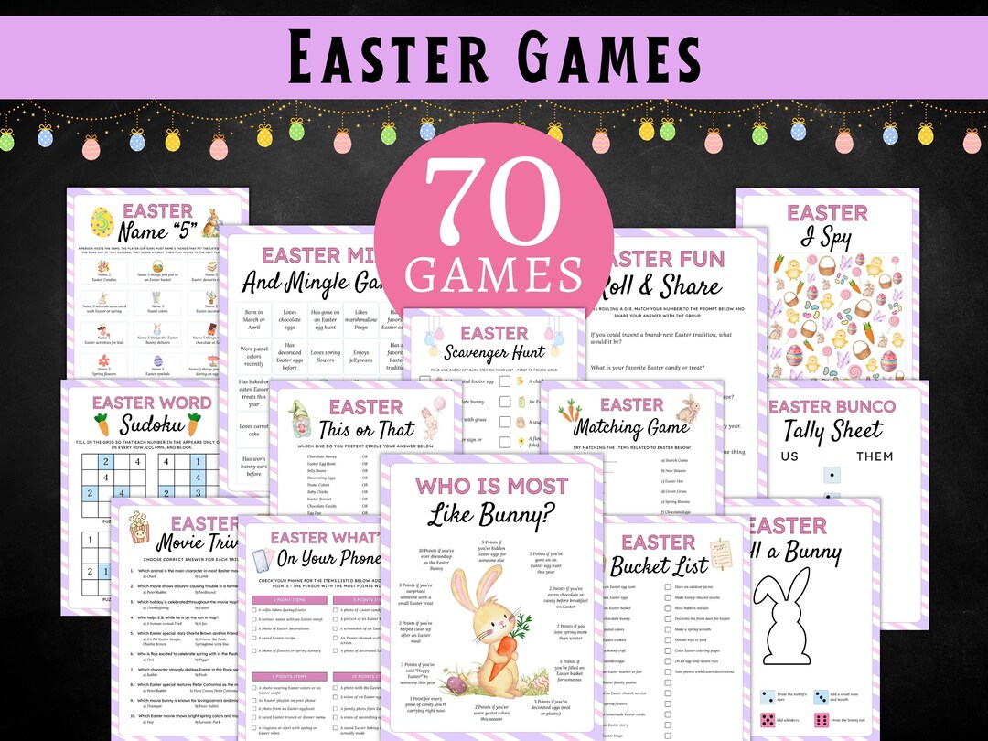 70 Easter Games Bundle, Easter Activity Pack for Kids & Adults ...