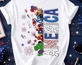 Boy 4th of July Superhero Png, Kids Patriotic Png, American Flag Png, Cartoon America Shirt Png, Independence Day Png, Digital Download