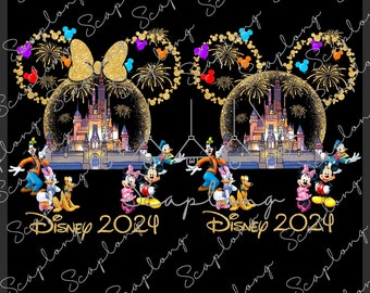 Paquete de viaje familiar 2024 Png, Glitter Mouse Head Png, Magical Kingdom, Camisa a juego familiar, Retro Mouse y amigos Png, Vacaciones familiares Png