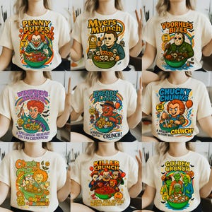 Funny Horror Character Cereal Png Bundle, Cereal Killers Png, Horror Movie Characters Png, Scary Movies, Spooky Season, Halloween Movie Png