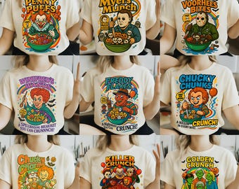 Funny Horror Character Cereal Png Bundle, Cereal Killers Png, Horror Movie Characters Png, Scary Movies, Spooky Season, Halloween Movie Png