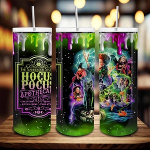 Halloween 20oz Skinny Tumbler Wrap Png, Spooky Season, Halloween Tumbler Sublimation Design, Witches Sisters 20 oz Tumbler Png, Digital File