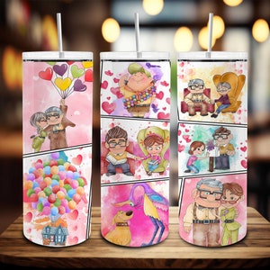 Feliz Día de San Valentín 20oz Envoltura de vaso, para él y para ella, Globo Corazón Vaso de San Valentín, Regalo de aniversario, Pareja San Valentín 20oz Flaco Vaso