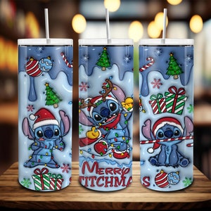 3D Opgeblazen Merry Christmas 20oz Skinny Tumbler Png, Kerst Cartoon 20oz Tumbler Wrap Png, 3D Puffy Coffee Tumbler PNG, Kerstvakantie Png