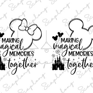 バンドル 一緒に魔法の思い出を作る SVG、バケーション モード SVG、魔法の王国 SVG、家族旅行、家族旅行 2024 SVG、Cricut 用ファイル