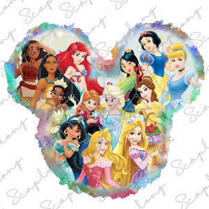 Aquarel Princess Squad png, familie-uitje 2025 png, beste dag ooit, familievakantie png, vakantiemodus png, prinses png, magisch koninkrijk png