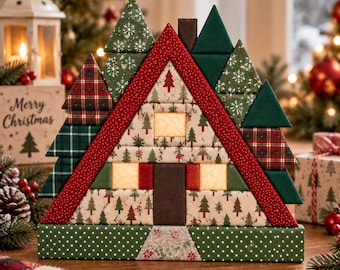 2D Wooden Cabin House Block, Cozy Rustic Farmhouse Shelf Sitter, Festive Home Gift, Christmas Mantel Decor, Christmas Gift for Family