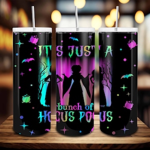Halloween 20oz Skinny Tumbler Wrap Png, Witches Sisters 20 oz Tumbler, Spooky Season, Halloween Tumbler Sublimation Design, Png Digital File