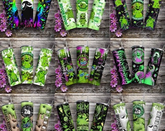 Bundel Halloween-horror 20oz magere beker wrap, horror herfst koffie 20oz magere beker, jaren 90 horrorfilm 20oz beker, png koffieliefhebbers