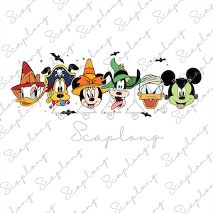 Mouse And Friends Png, Halloween Png, Spooky Vibes Png, Halloween Custume Png, Trick Or Treat, Cartoon Character, Halloween Sublimation File