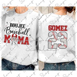 Custom Boujee Baseball Mama Png, Faux Sequin Baseball, Mama Game Day, Número de beisebol e alfabeto Png, Glitter Sports Mom, Dia das mães Png