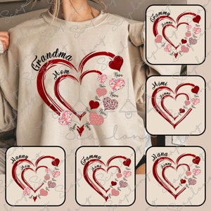 Pacote Personalizado Coração Da Vovó Com Nome Das Crianças Png, Amor Da Mãe Png, Coração Personalizado Png, Feliz Dia Das Mães Png, Mamãe Valentine, Presente Para A Vovó