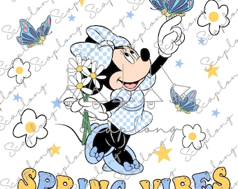 Spring Vibes Png, Mouse Floral Spring Png, Family Trip 2026 Png, Retro Flower And Butterfly, Family Vacation Png, Magical Kingdom,Vacay Mode