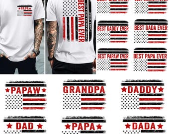 Retro Dad USA Flag Png Bundle, Custom Grandpa with Kids name, Best Dad Ever Png, Daddy Shirt Png, Happy Father's Day Png, Gift for Papa