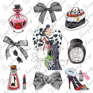 Watercolor Villain Coquette Bow Png, Witch Mirror Png, Dalmatian Png, Cartoon Coquette Png, Villain Princess Coquette Png, Pink Ribbon Png