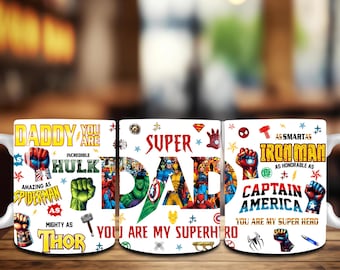 Super papa emballage de tasse de 11 oz, meilleur papa, tasse de 11 oz conception png, conception de sublimation de tasse de fête des pères, emballage de tasse de papa, vous êtes, png, cadeau de papa de super-héros