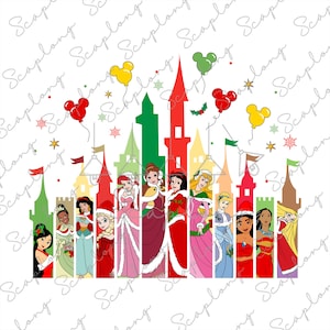 Princess Christmas Png, Merry Christmas Png, Magical Kingdom, Christmas Vibes, Family Vacation, Xmas Holiday Png, Sublimation File For Kids