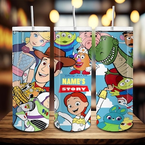 Personalisierte Charaktere Tumbler Wrap Png, Freundschaft Png, Magisches Königreich, individuelles Kinder Tumbler Design, süße Cartoon 20oz Skinny Tumbler Png
