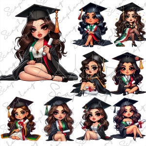 Graduation Chibi Latina Png, Educated Latina Girls Png, Chicano Senior 2024 Png, Graduation Girl, Cholo La Graduada Png, Gift For Grads