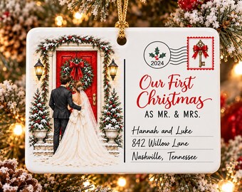 First Christmas in Our New Home Ornament 2026, First Christmas Married Ornament, Mr & Mrs Name Keepsake,  Anniversary Gift, Wedding Gift