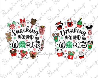 Bundle Snacking Around The World Png, Drinking Around The World Png, Merry Christmas Png, Drink And Food Christmas, Xmas Png,Gingerbread Png