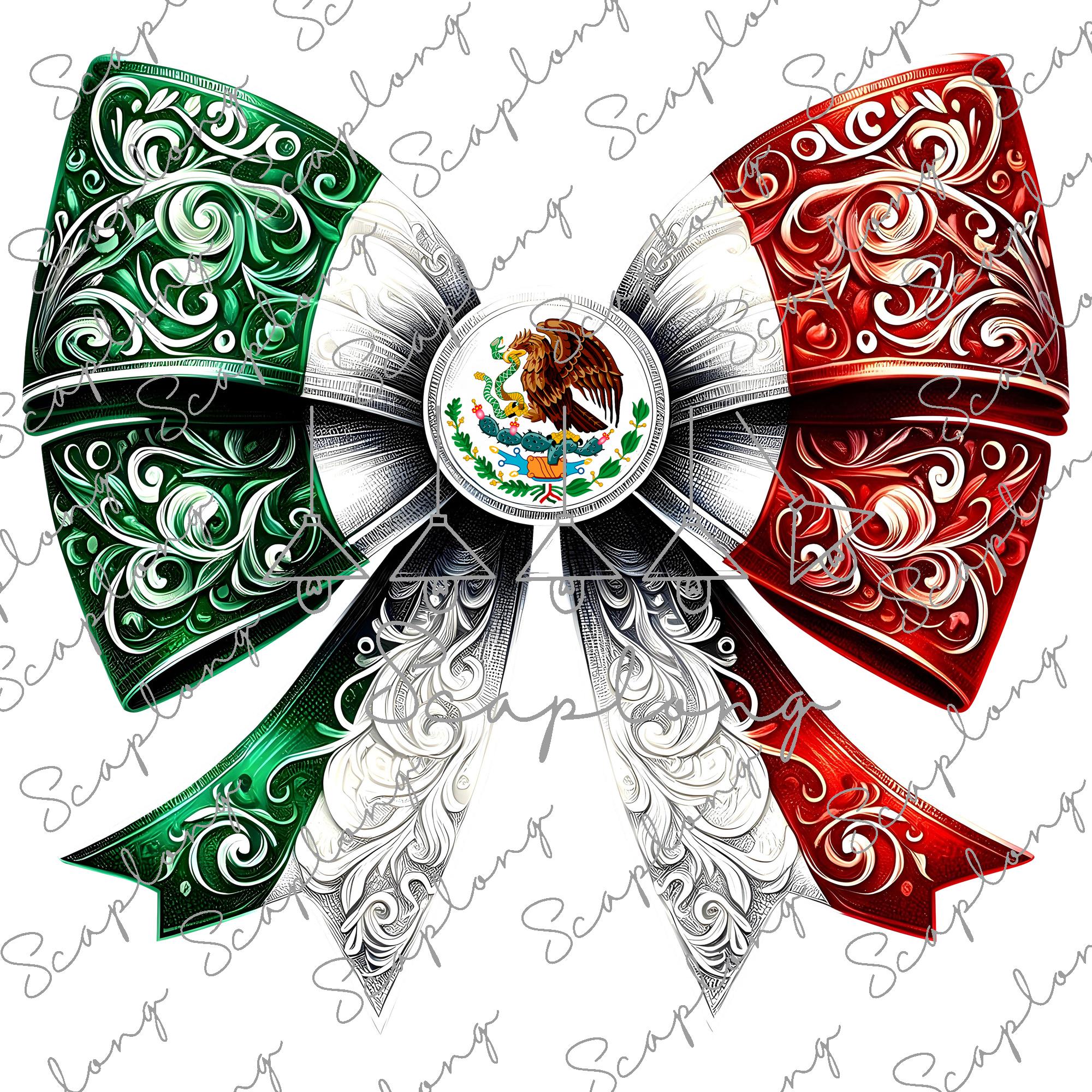 Coquette Ribbon Bow Mexican Flag PNG, Mexicana Patriotic Png, Mexican ...